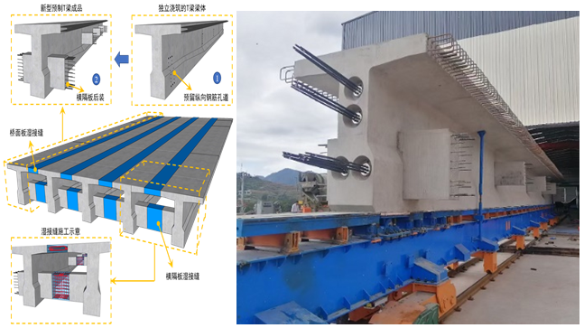 预制T梁新型装配式一字混凝土横隔板 设计与施工关键技术